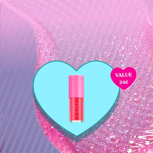 makeup products and pink hearts