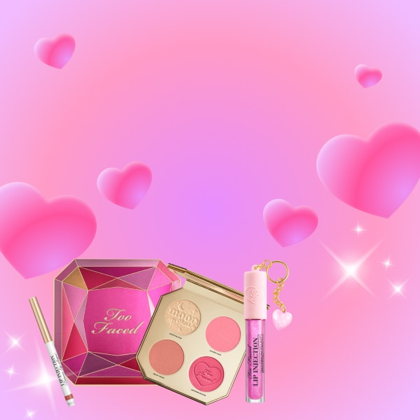 prodotti make-up e cuori rosa